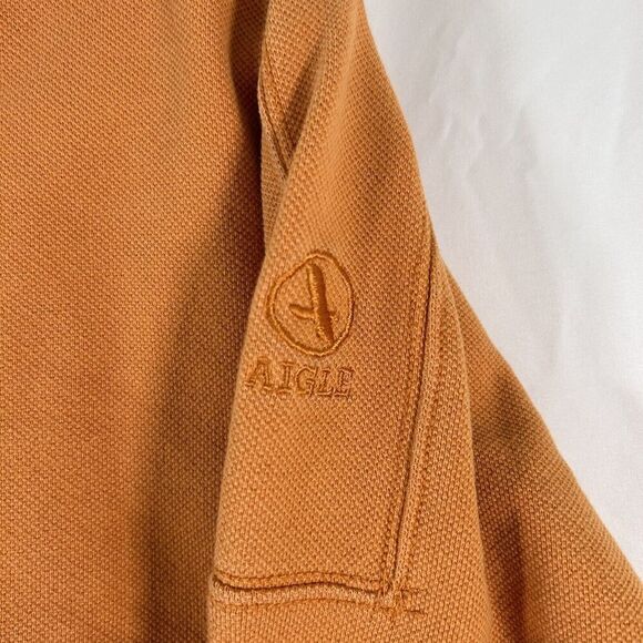Aigle Sweater Women's Large Orange Mock Neck Long Sleeve Cotton Blend Pullover - Picture 6 of 10